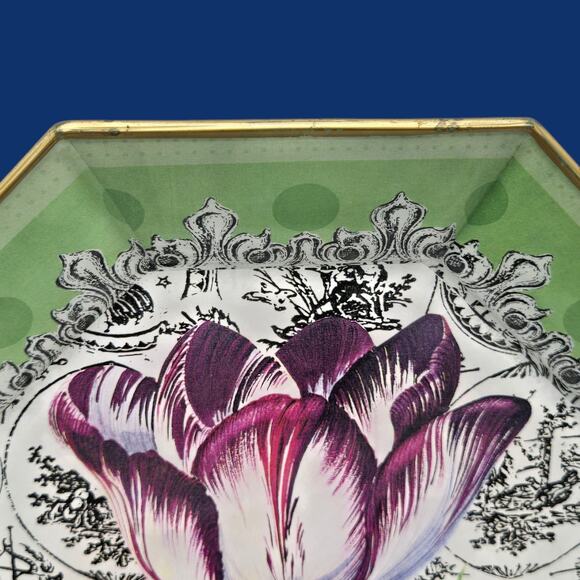 Moonlighting Interiors Vintage Art Nouveau French Decoupage Green Plate Tulip - Picture 4 of 10